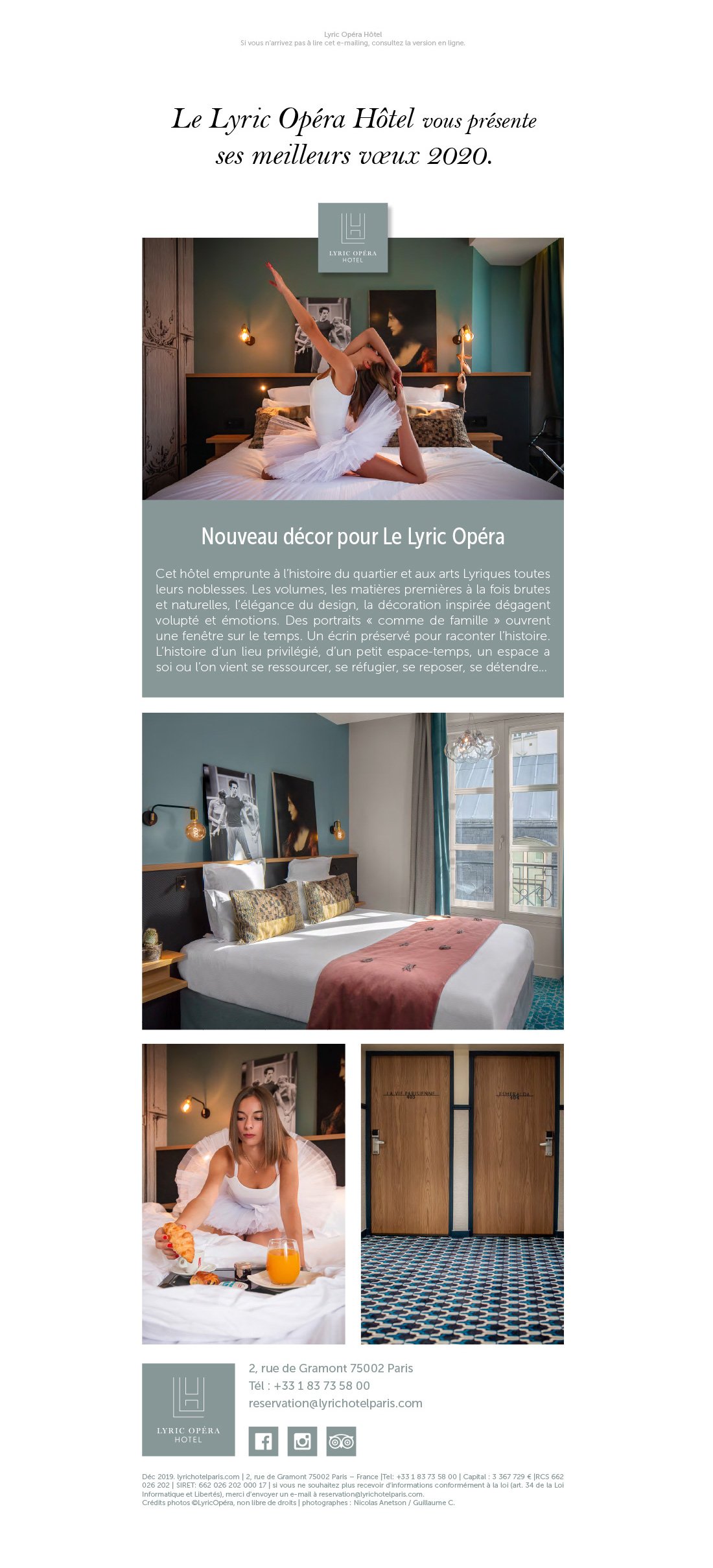 Création d'une newsletter pour un hôtel à Paris