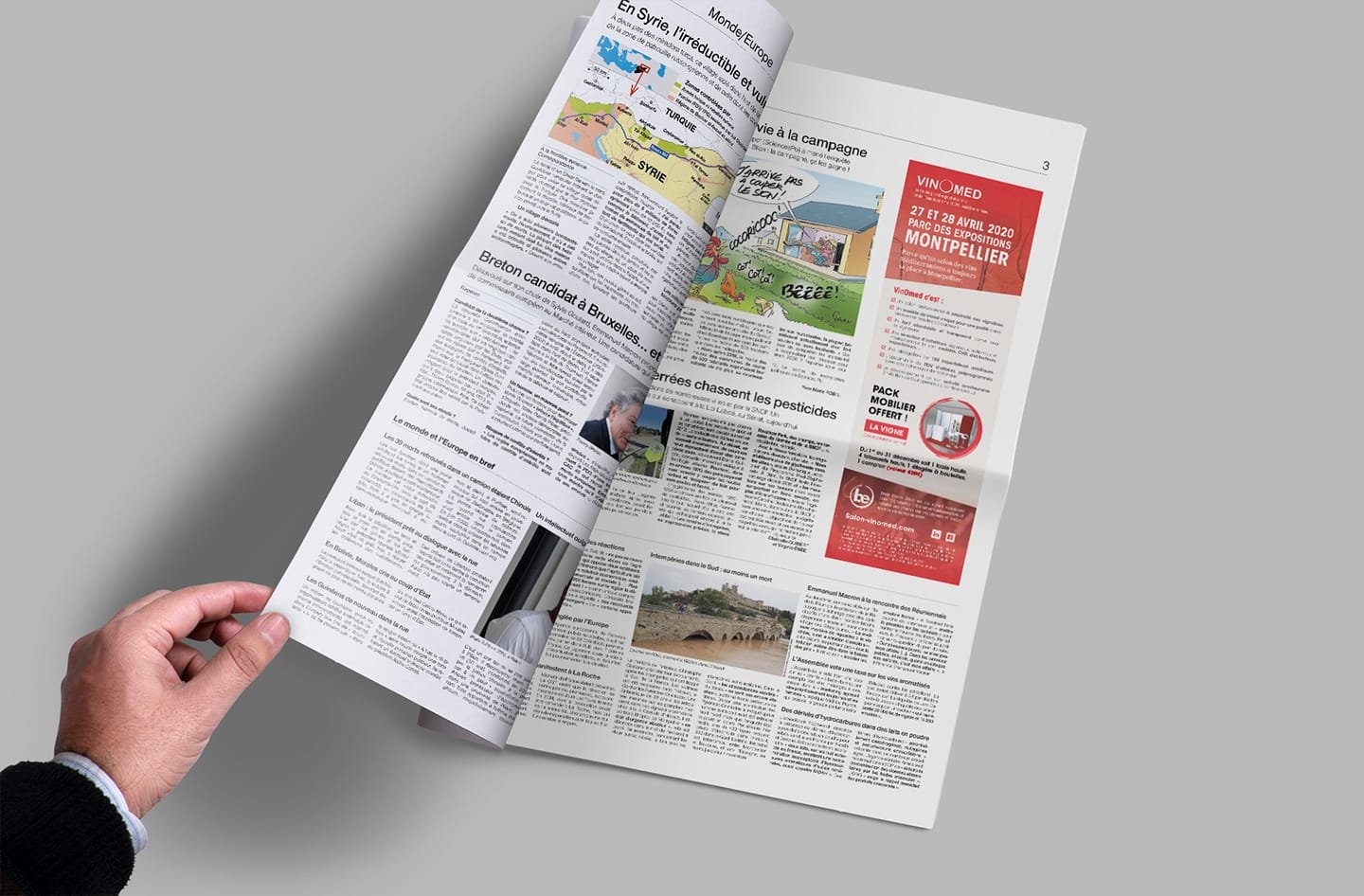 Presentación para el diseño gráfico de un anuncio de prensa