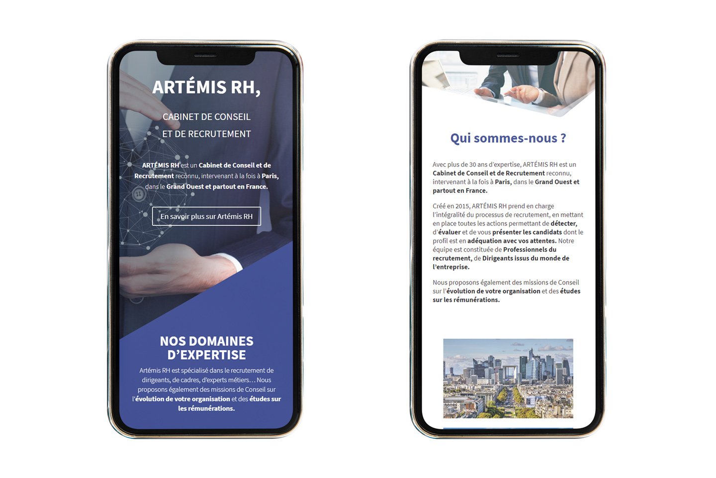 Création de site web responsive pour Artemis RH