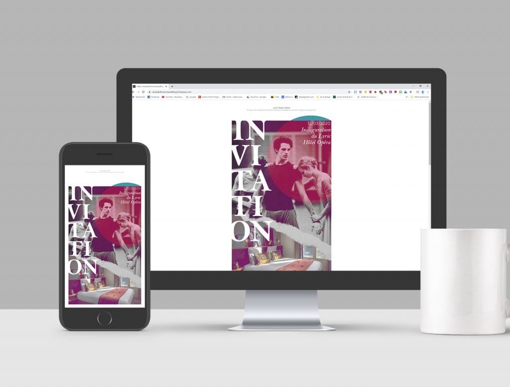 Graphic design of a digital invitation for a hotel
