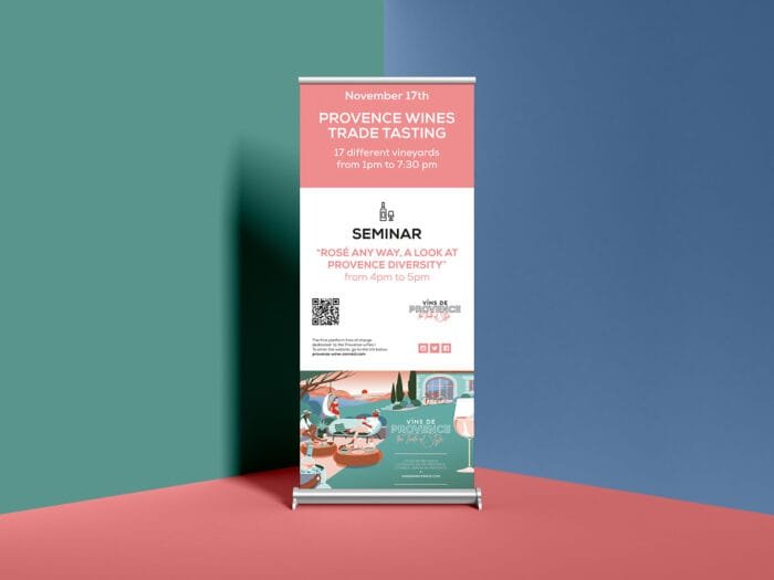 Provence wine tasting banner, modern design by Comhit, branding agency in Paris.