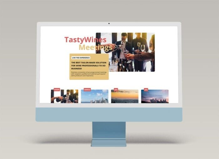 Diseño web moderno para TastyWines Meetings por Comhit, una agencia de branding con sede en París.