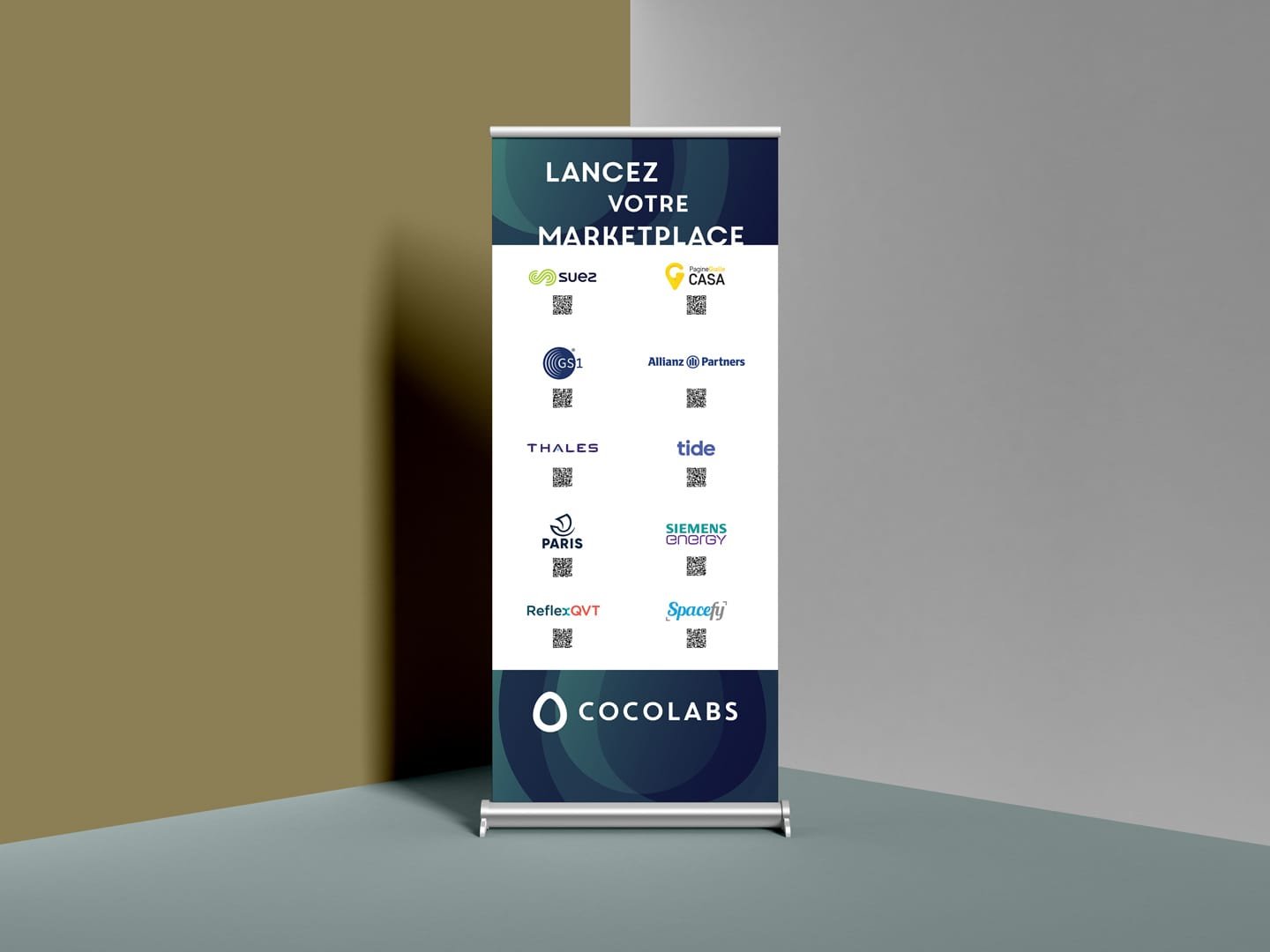 Création graphique d'un kakémono / bannière roll up pour Cocolabs, à Paris Retail Week