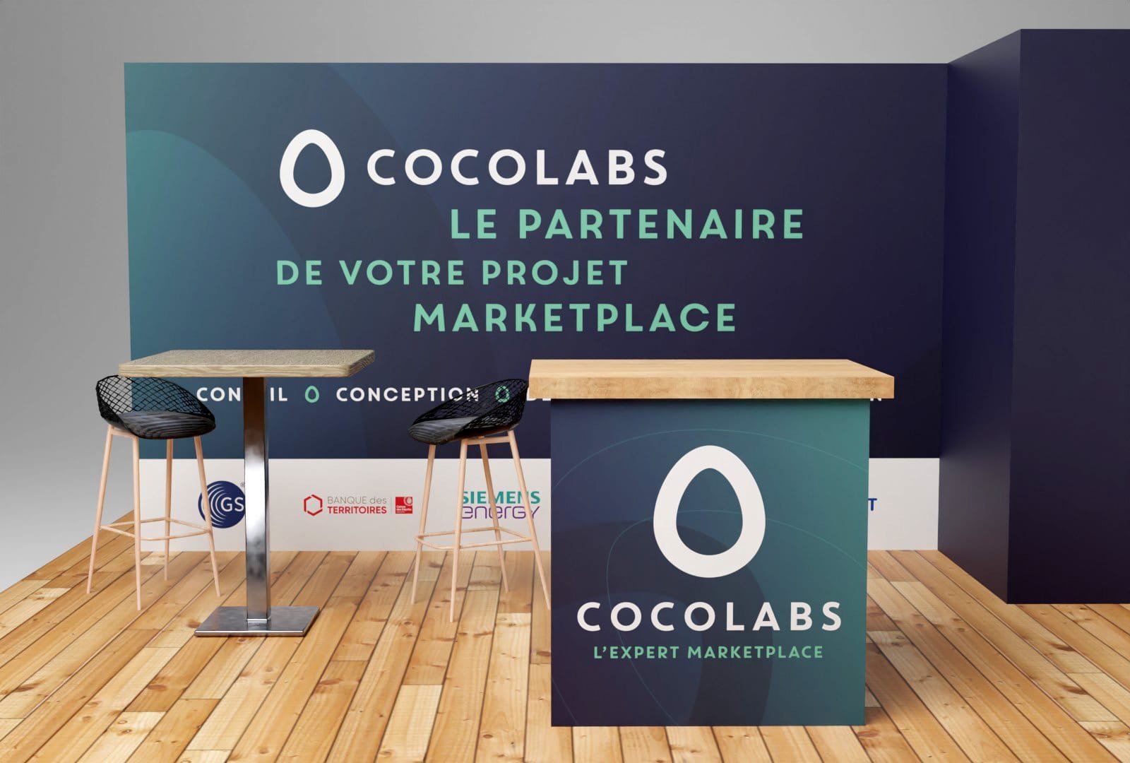Graphic creation / design for a stand covering for the Tech for Retail Expo