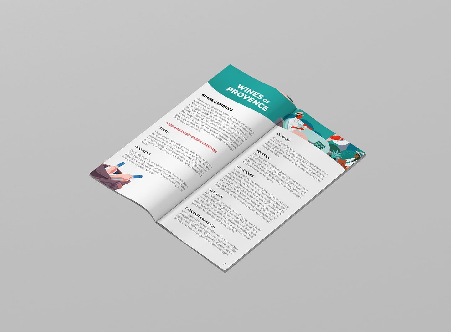 Comhit design brochure for Provence wines, illustrating expert branding in visual communication.