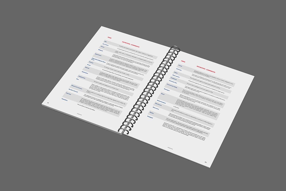 Open brand book with modern graphic design by the Comhit agency, Paris. Content structured in columns.