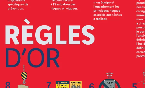 Prevention poster with safety rules, designed by the Comhit agency in Paris, specialising in graphic design.