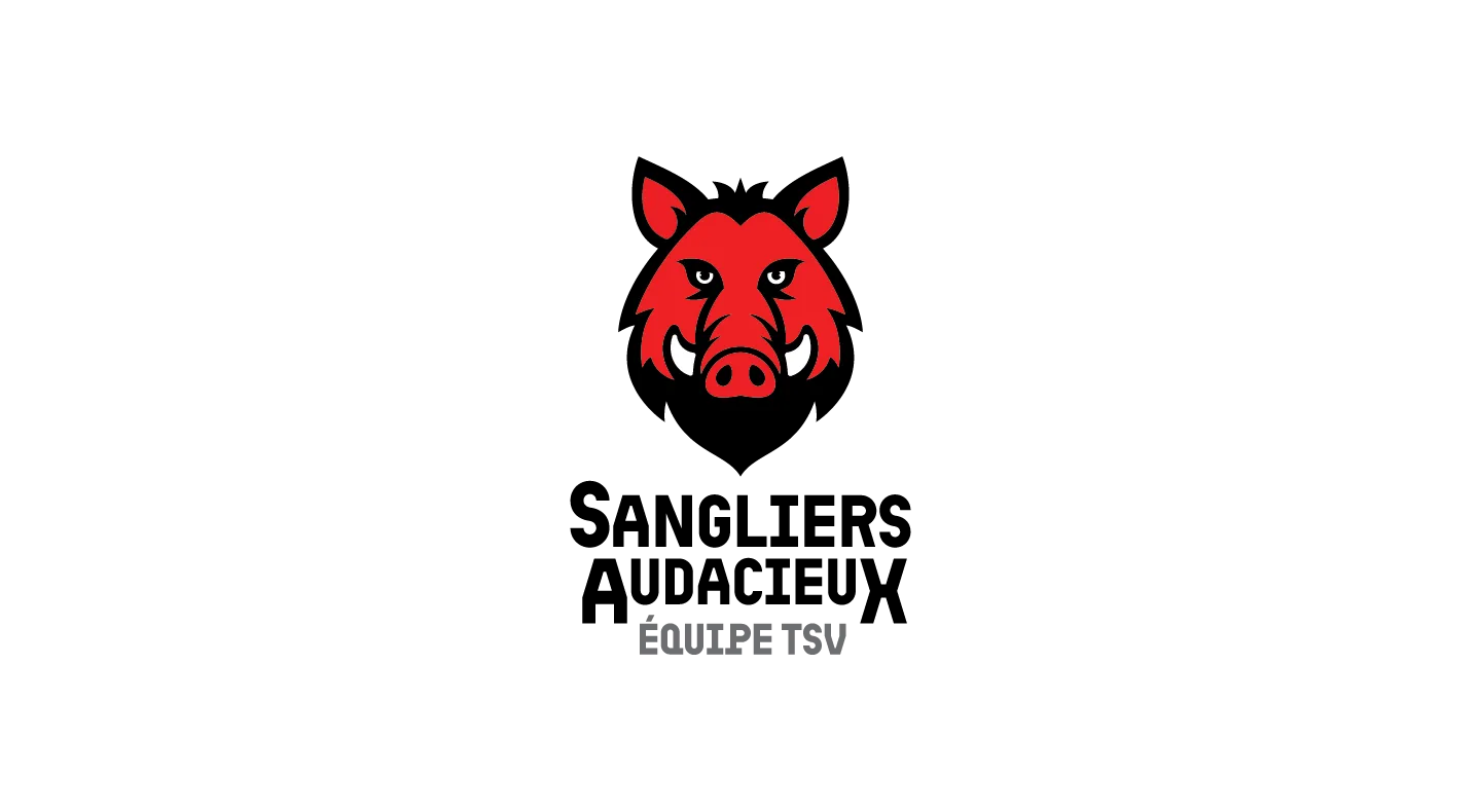 Logo pixel art sanglier rouge par Comhit, agence de branding à Paris. Design distinctif et moderne.