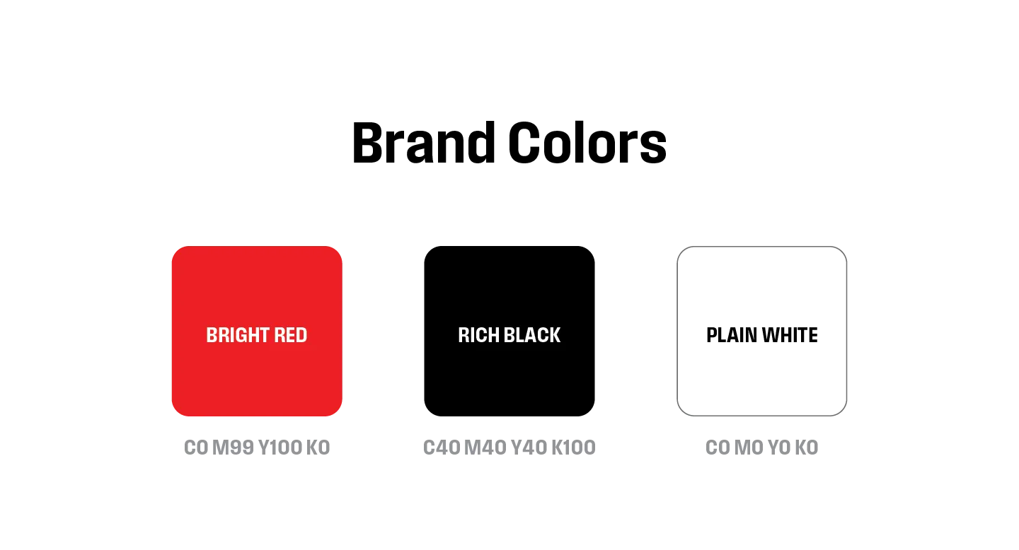 Palette de couleurs de marque Comhit, Paris: rouge vif, noir riche, blanc. Design graphique et branding.