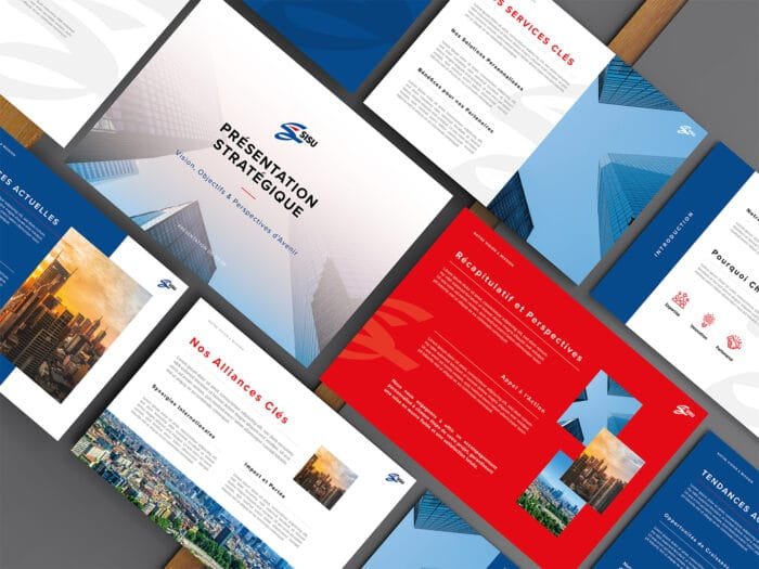 Paris'te bir marka ajansı olan Comhit'in grafik tasarım ve görsel iletişimi gösteren modern stratejik sunumu.