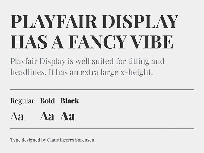 Police d'écriture Playfair Display pour design graphique et branding, idéale pour titres, style élégant. Comhit Paris.