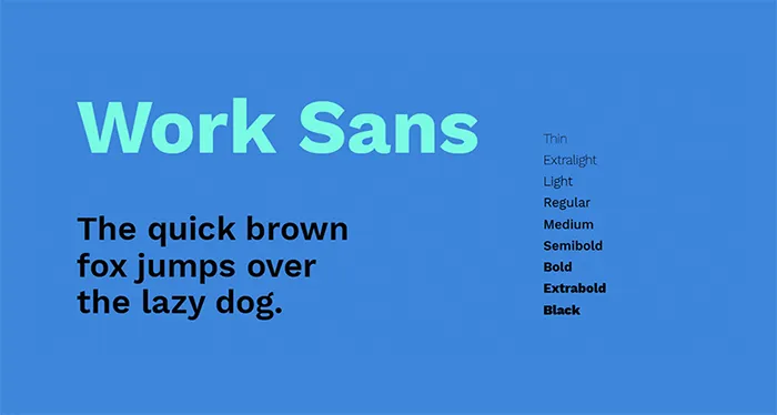 Typographie Work Sans : un exemple de police contemporaine pour projets de graphisme et branding par Comhit, Paris.